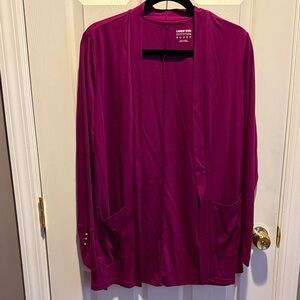 Lands' End Magenta Open Front Cardigan